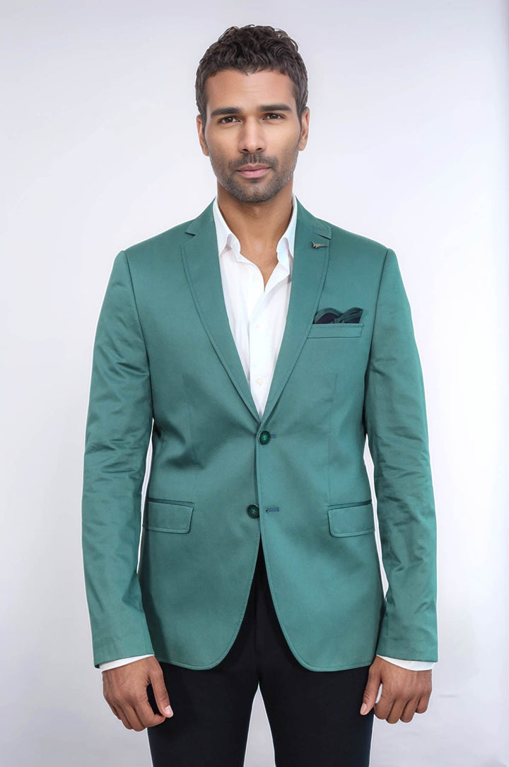 Blazer verde de algodón modelado - Wessi