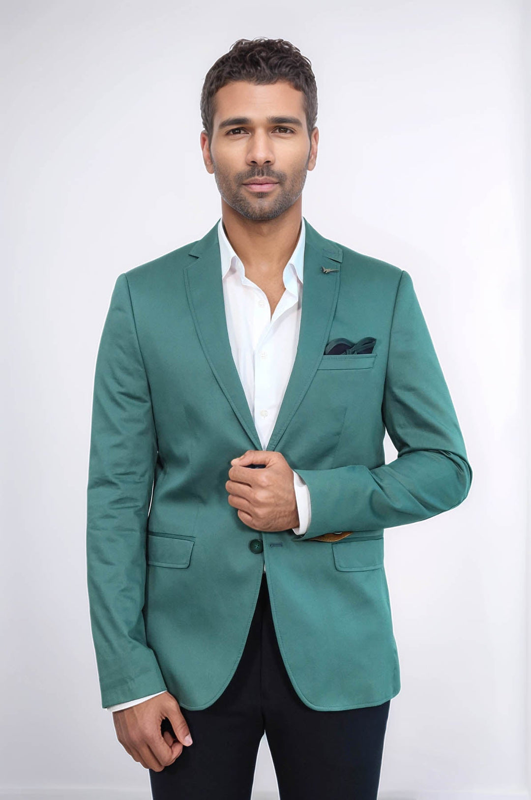 Blazer verde de algodón modelado - Wessi