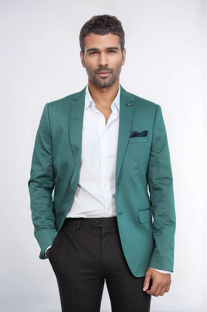 Blazer verde de algodón modelado - Wessi