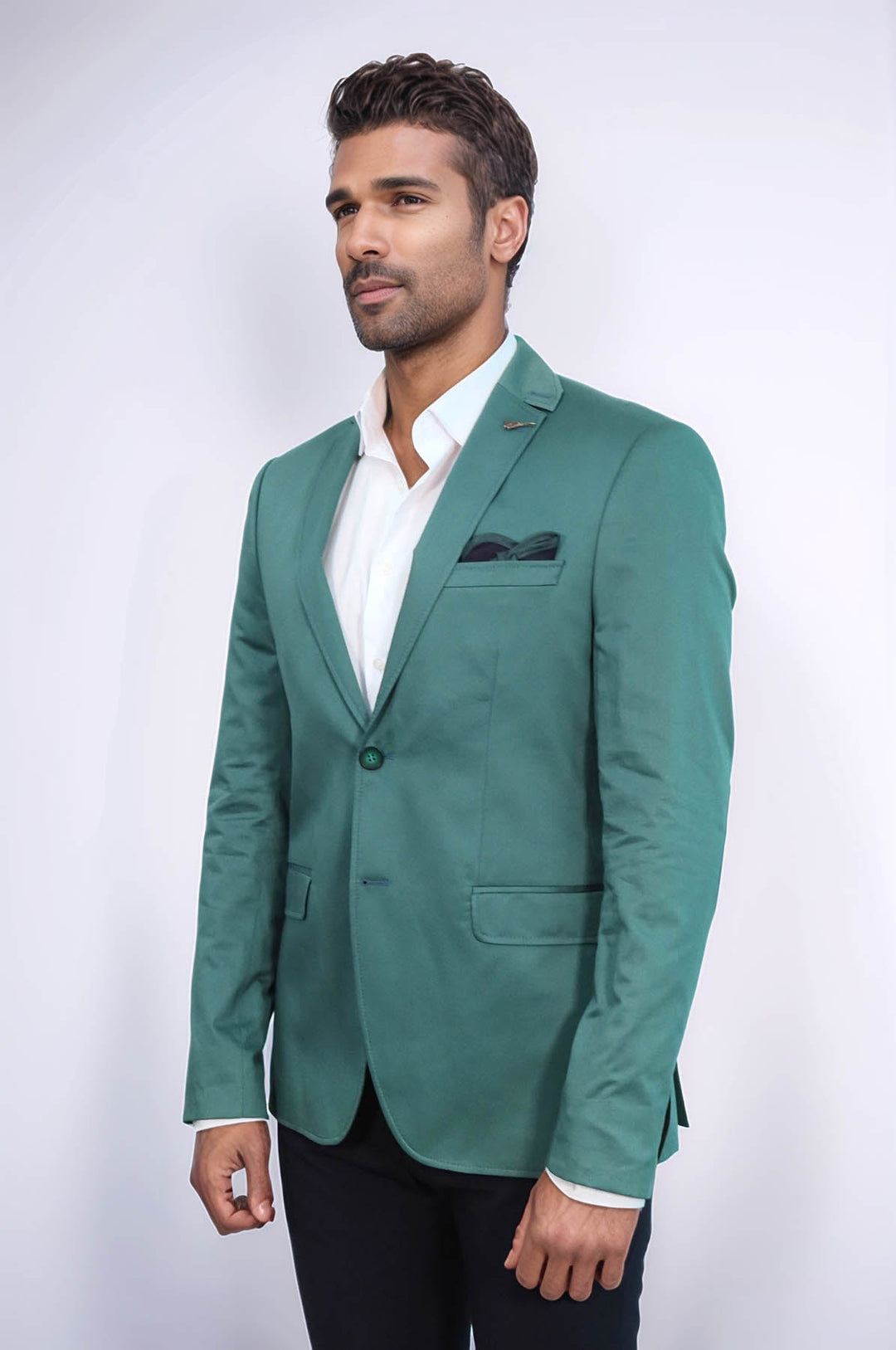 Blazer verde de algodón modelado - Wessi