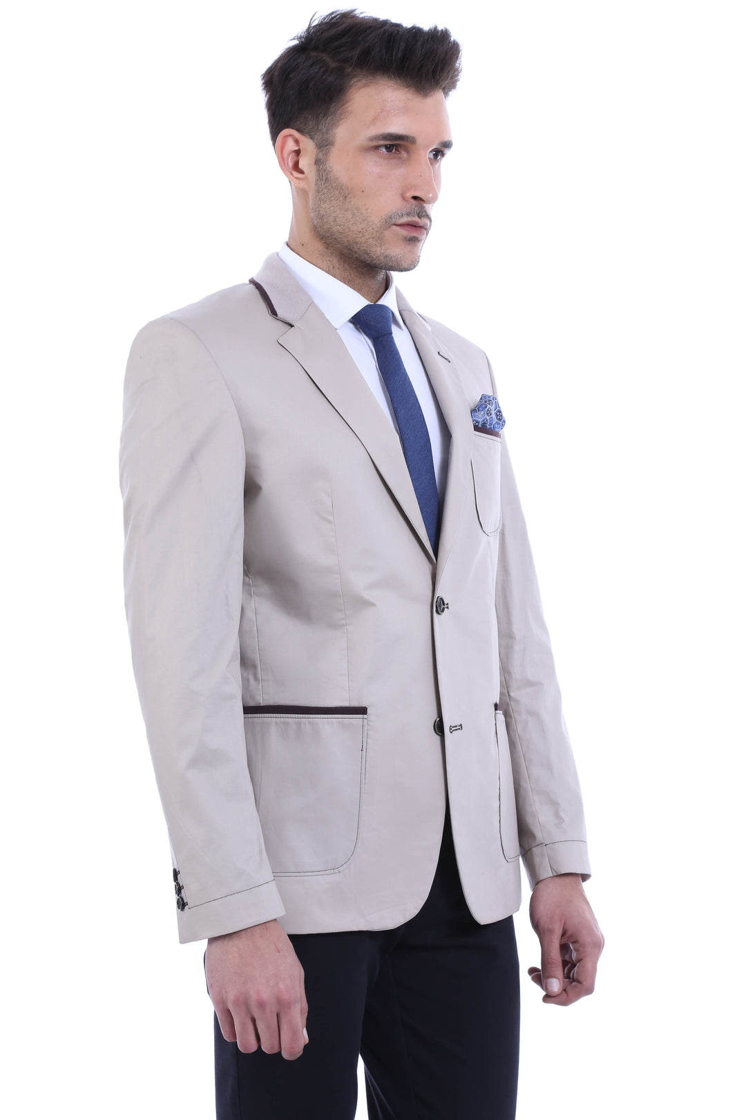 2 Button Bag Pocket Cream Jacket-Wessi