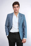 Chaqueta de lino con estampado de lunares en azul claro | Wessi
