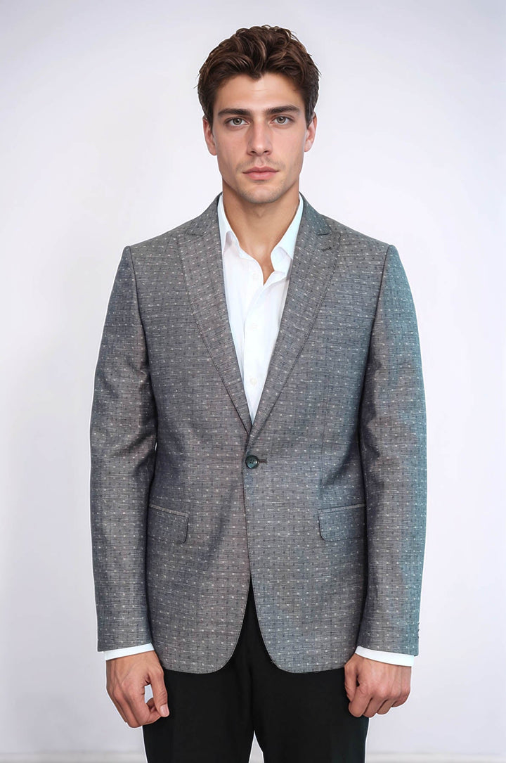 Chaqueta de lino gris con estampado de lunares | Wessi