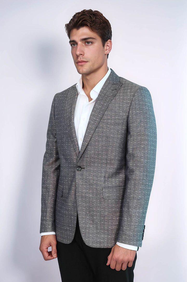 Chaqueta de lino gris con estampado de lunares | Wessi