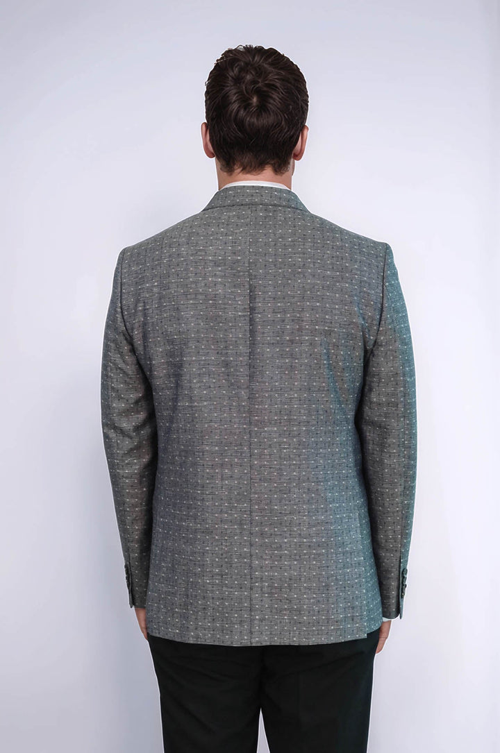 Chaqueta de lino gris con estampado de lunares | Wessi