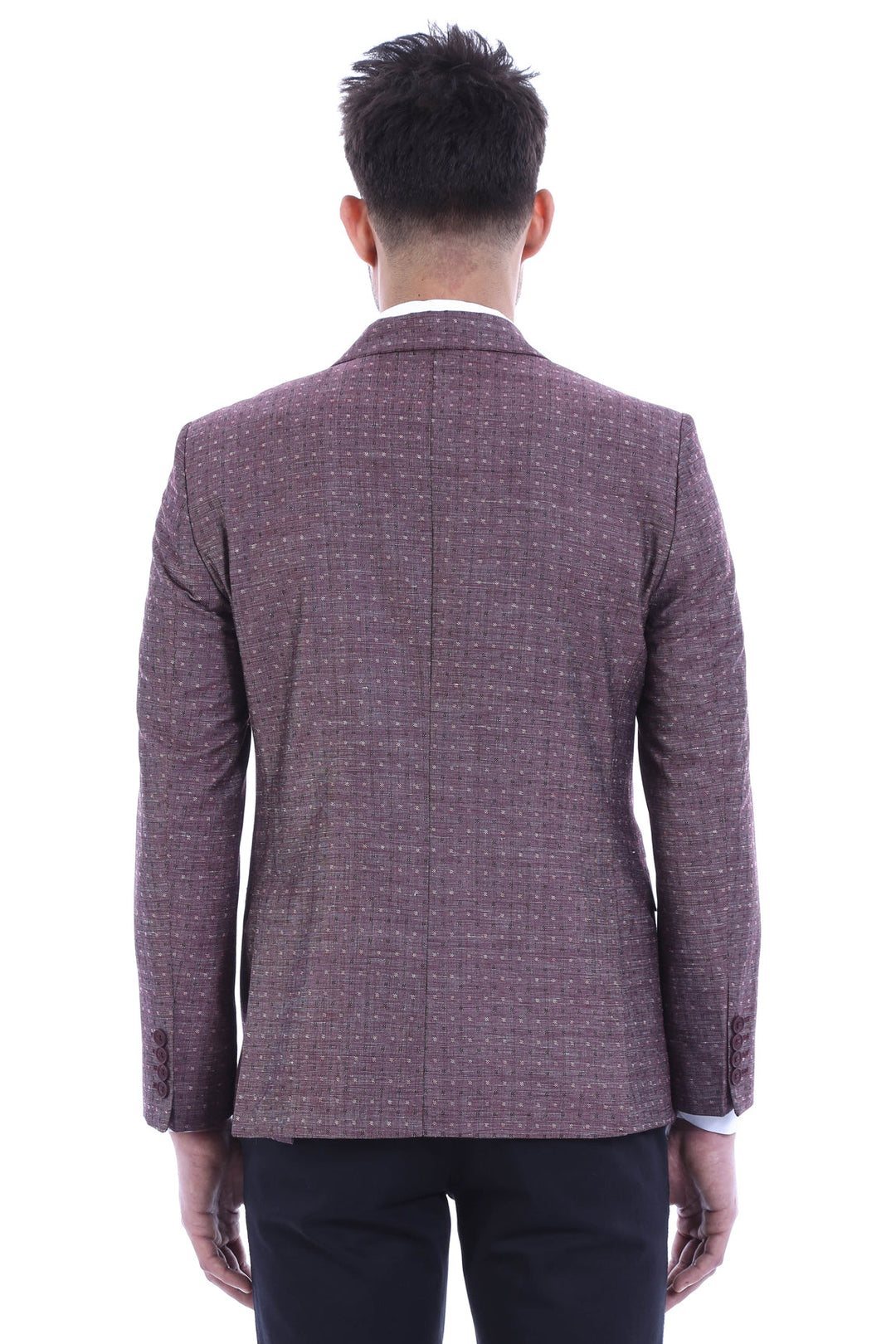 Chaqueta de lino burdeos con estampado de lunares | Wessi