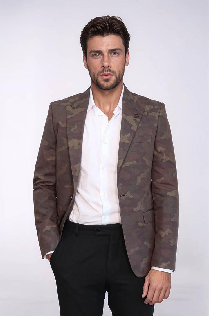 Chaqueta verde camuflaje con un solo botón - Wessi