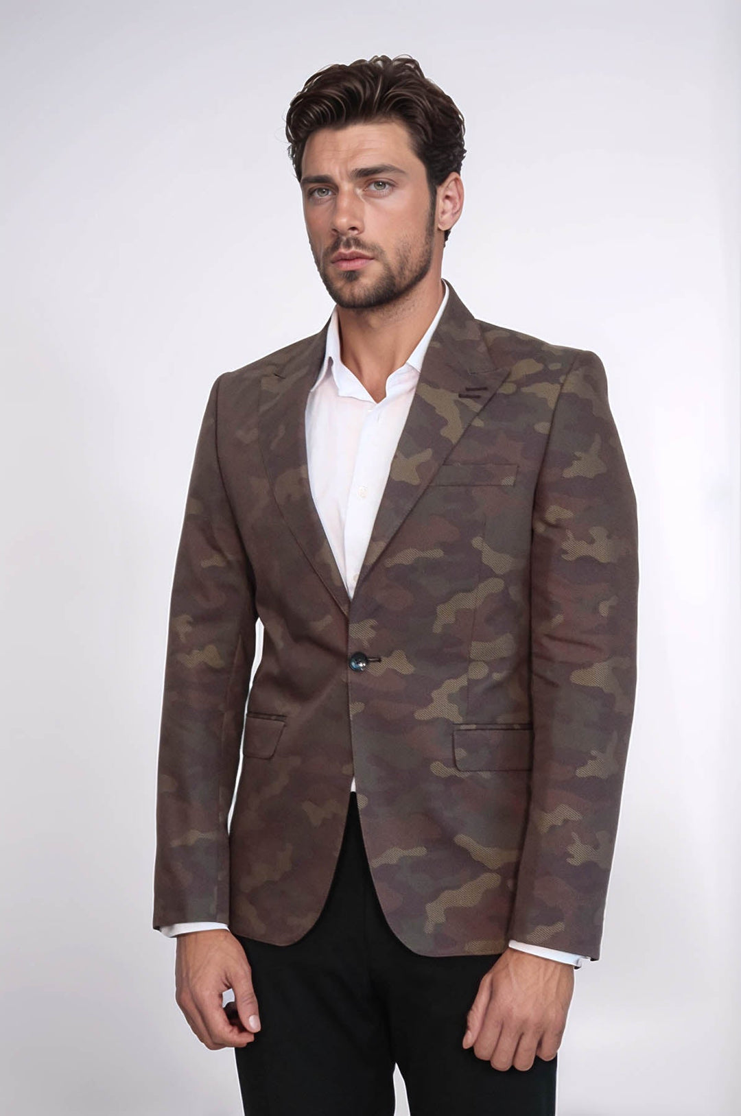 Chaqueta verde camuflaje con un solo botón - Wessi