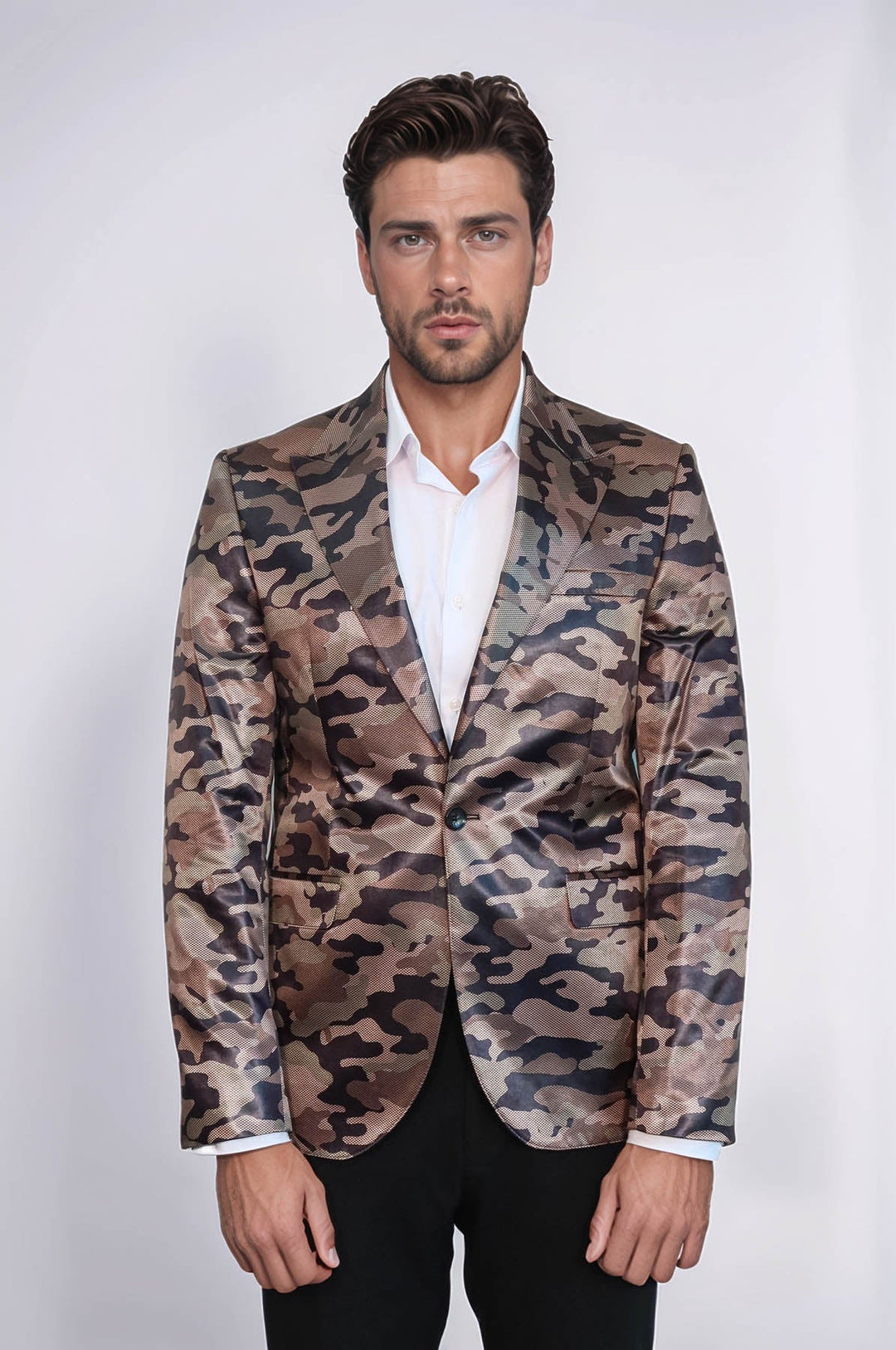 Chaqueta marrón con un botón y camuflaje - Wessi