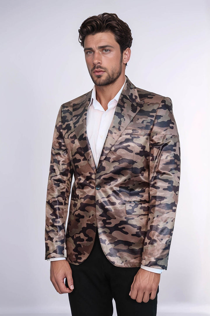 Chaqueta marrón con un botón y camuflaje - Wessi