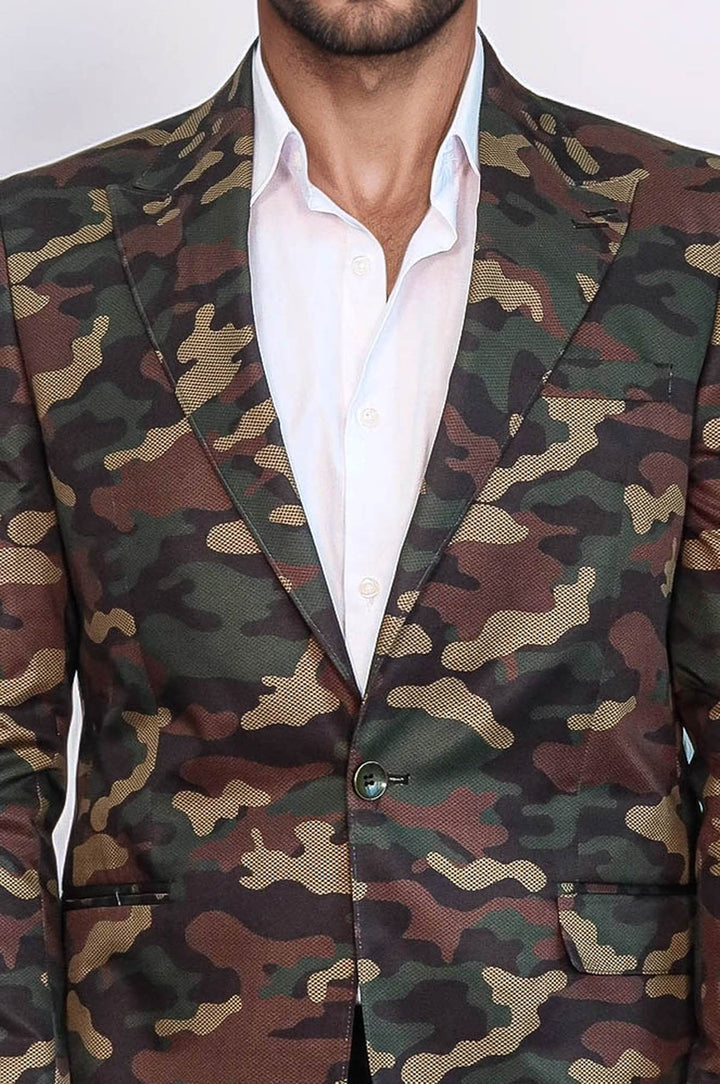Chaqueta verde camuflaje con un solo botón - Wessi