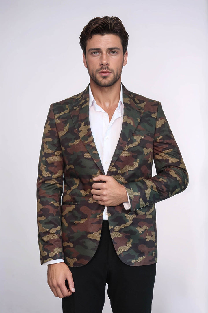 Chaqueta verde camuflaje con un solo botón - Wessi