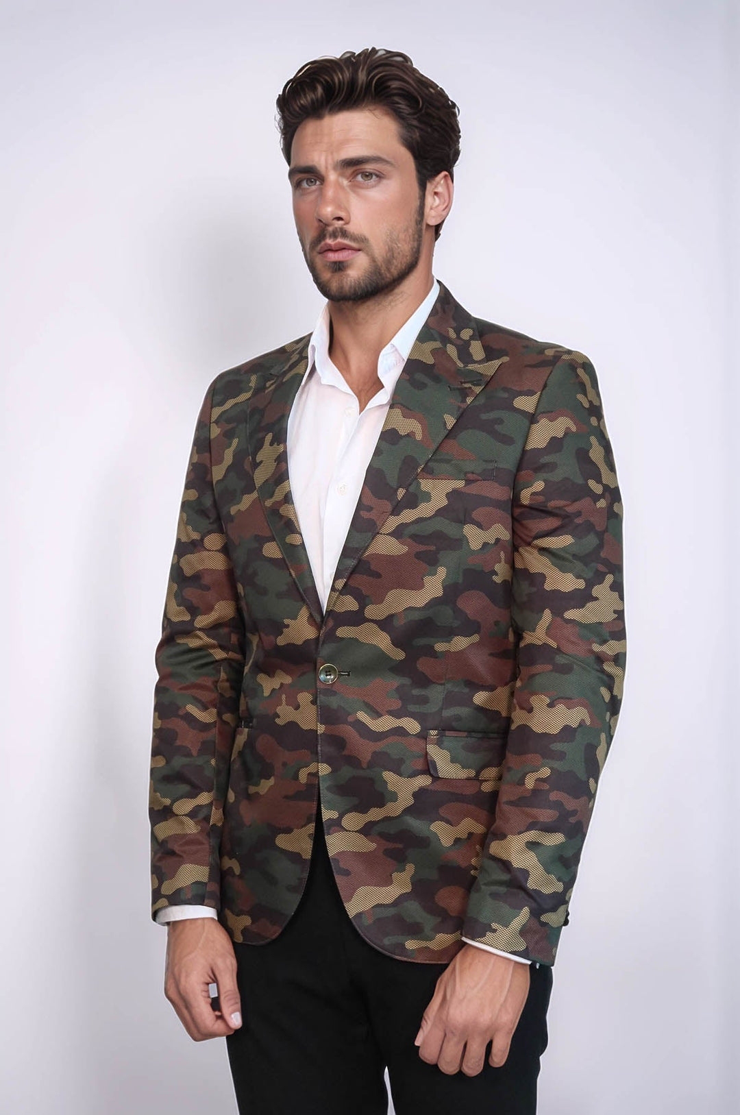 Chaqueta verde camuflaje con un solo botón - Wessi