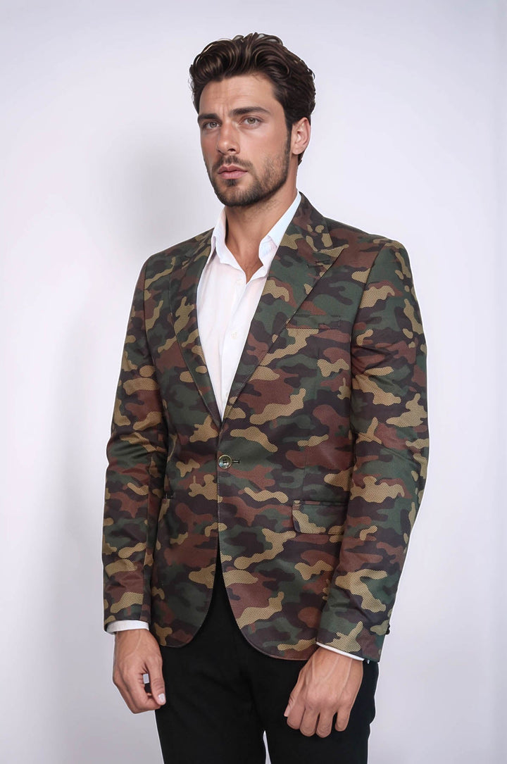 Chaqueta verde camuflaje con un solo botón - Wessi