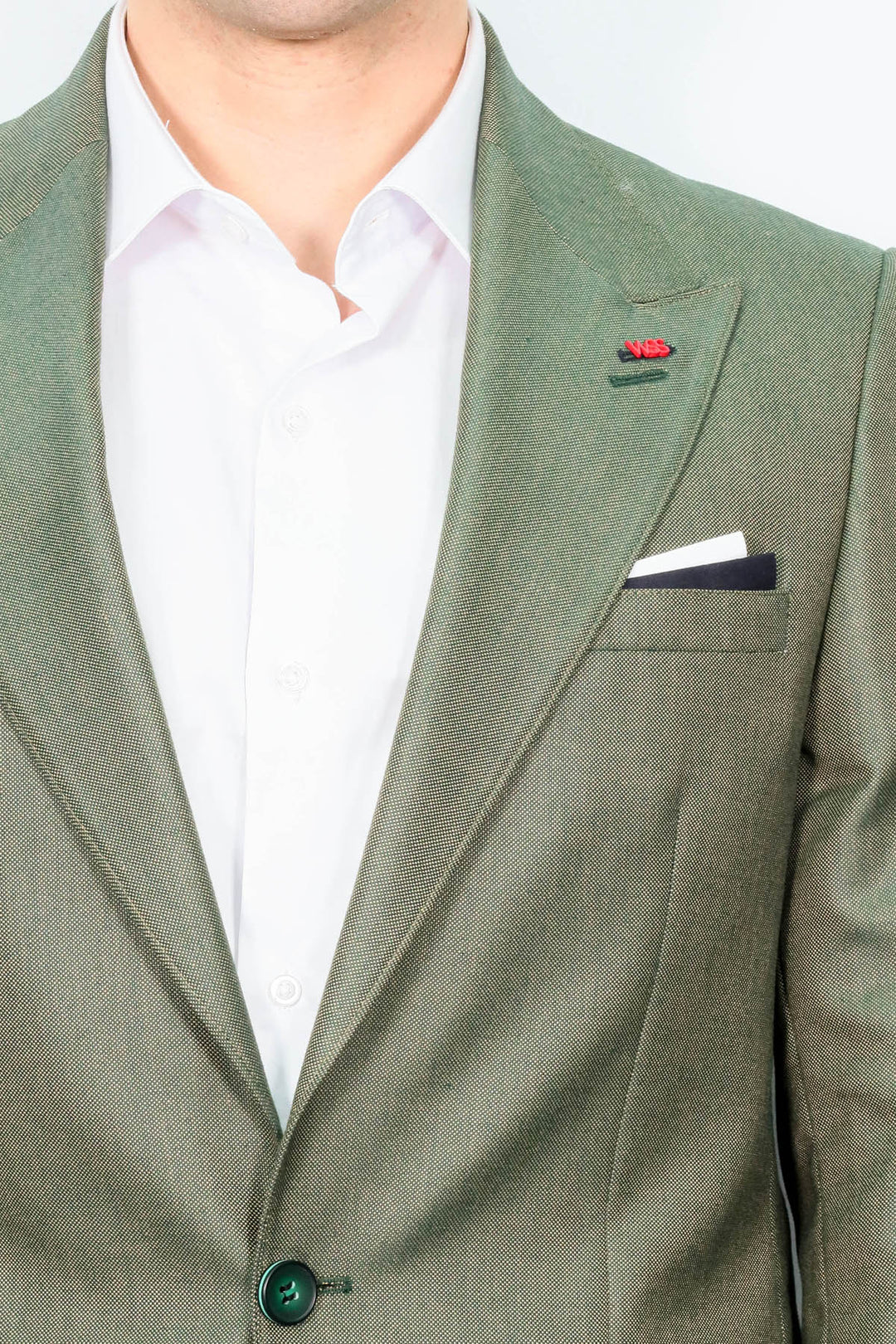 Chaqueta verde con un solo botón y cuello en punta - Wessi