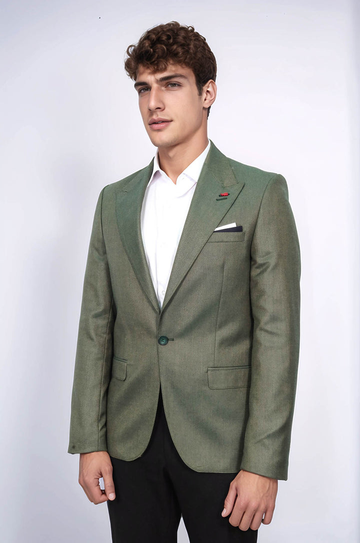 Chaqueta verde con un solo botón y cuello en punta - Wessi