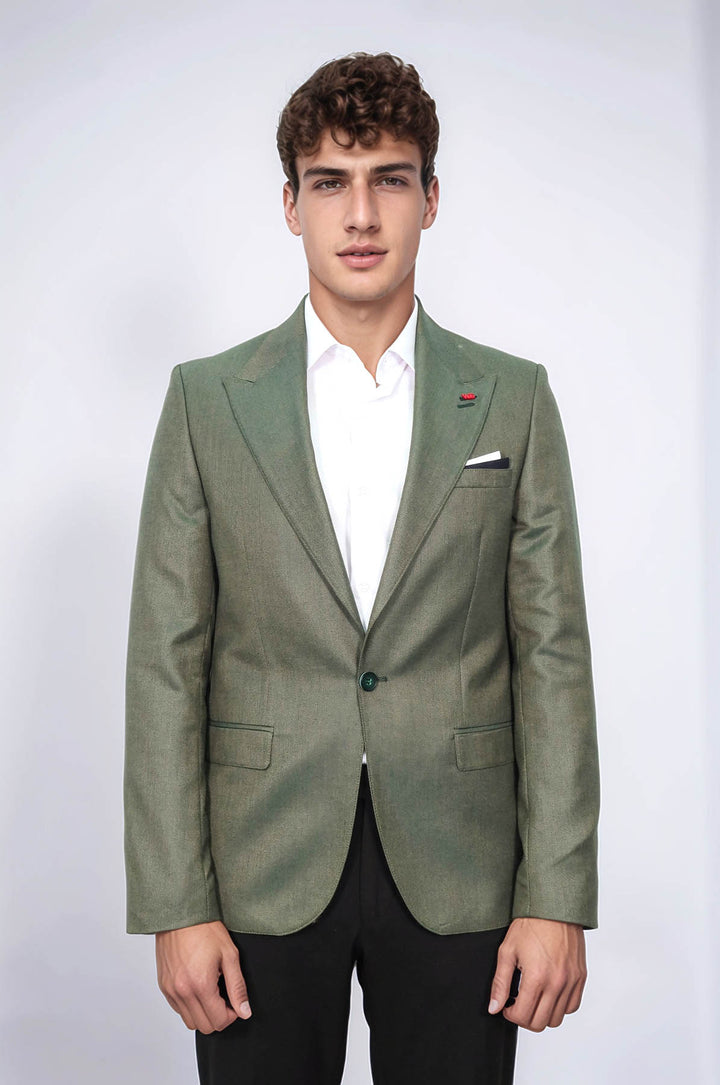 Chaqueta verde con un solo botón y cuello en punta - Wessi