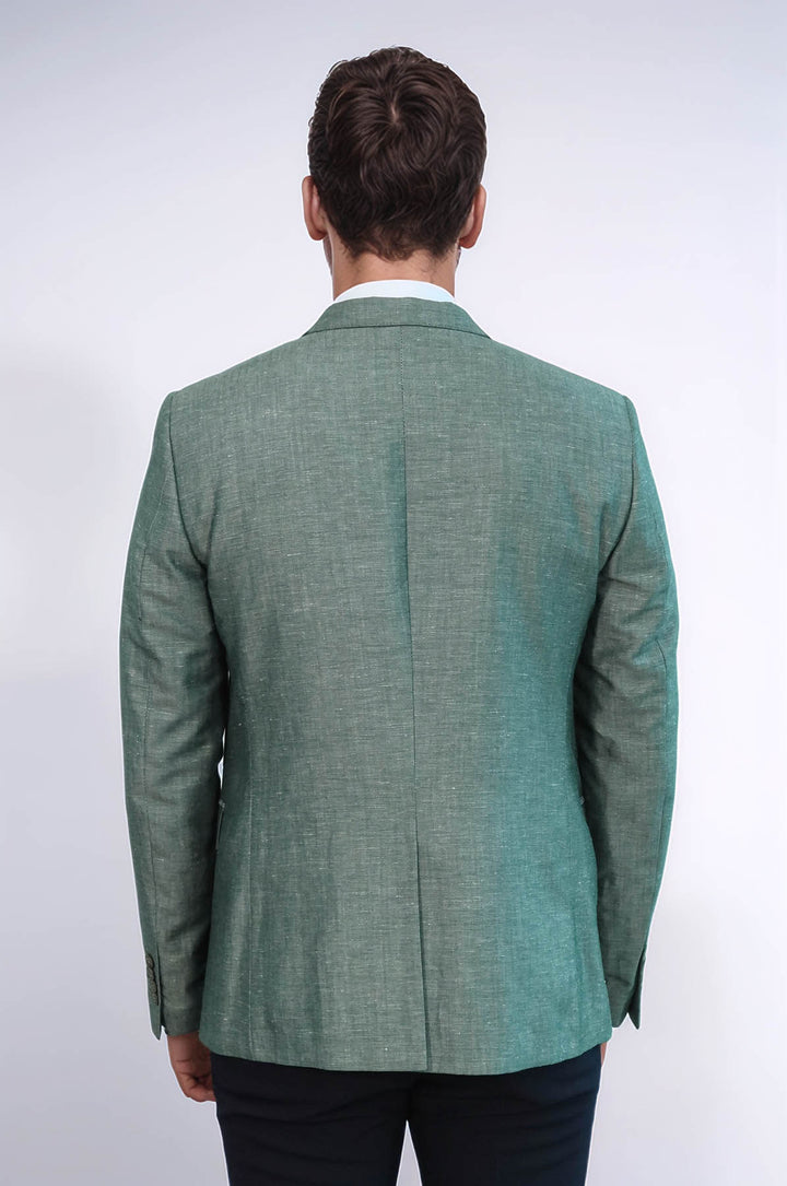 Blazer de lino a cuadros con cuello y bolsillos para hombre - Wessi