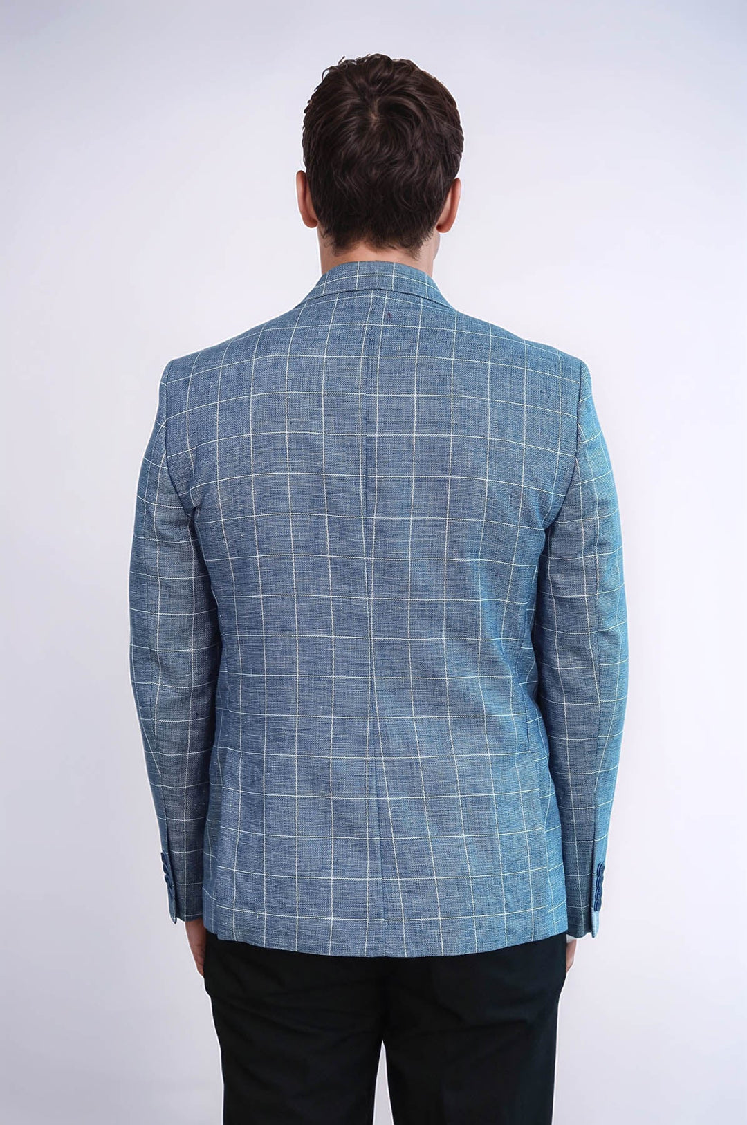 Blazer azul con cuello ancho y puntiagudo y un botón - Wessi