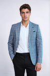 Blazer azul con cuello ancho y puntiagudo y un botón - Wessi