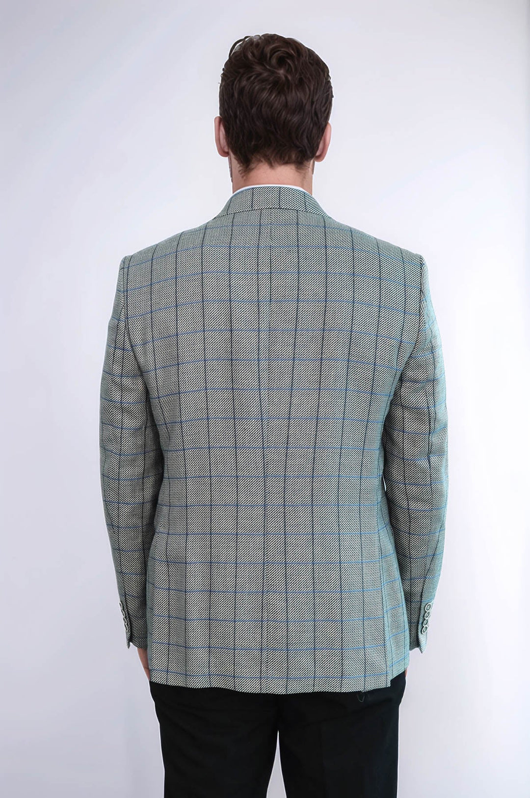 Single Button Pointed Collar Light Blue Blazer - Wessi