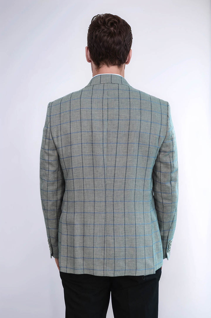 Single Button Pointed Collar Light Blue Blazer - Wessi