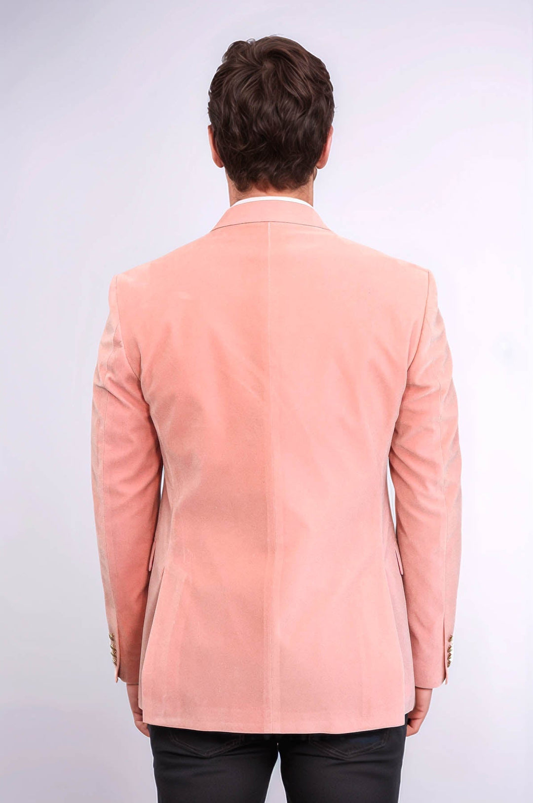 Blazer de terciopelo rosa con solapas anchas para hombre - Wessi