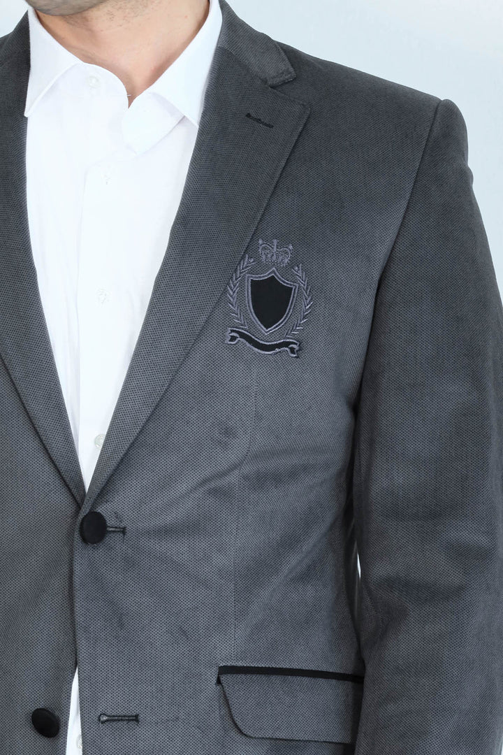 Chaqueta de terciopelo gris con solapa de bolsillo - Wessi