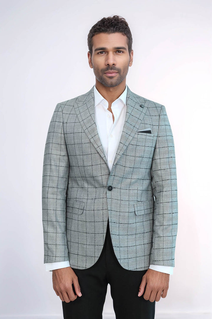 Plaid Black Blazer with Grey Vest - Wessi