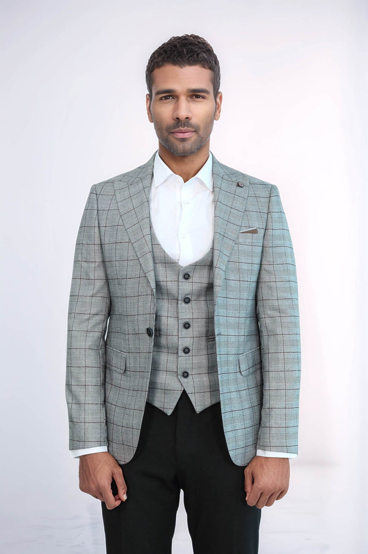 Conjunto de chaqueta y chaleco a cuadros - Wessi