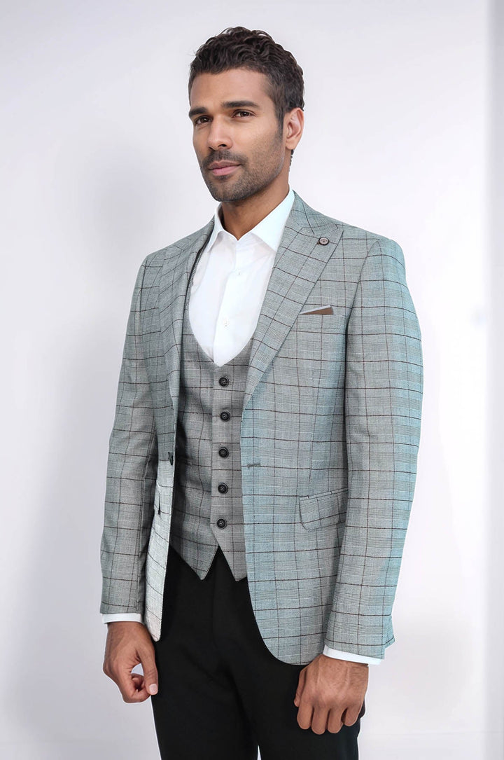 Conjunto de chaqueta y chaleco a cuadros - Wessi
