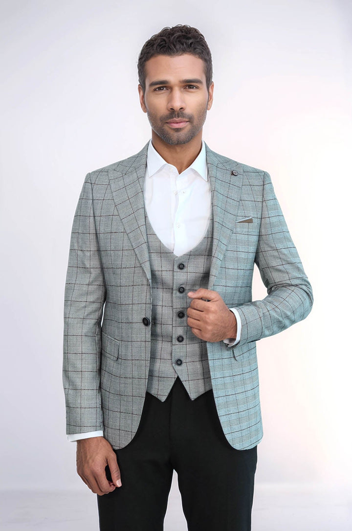 Conjunto de chaqueta y chaleco a cuadros - Wessi
