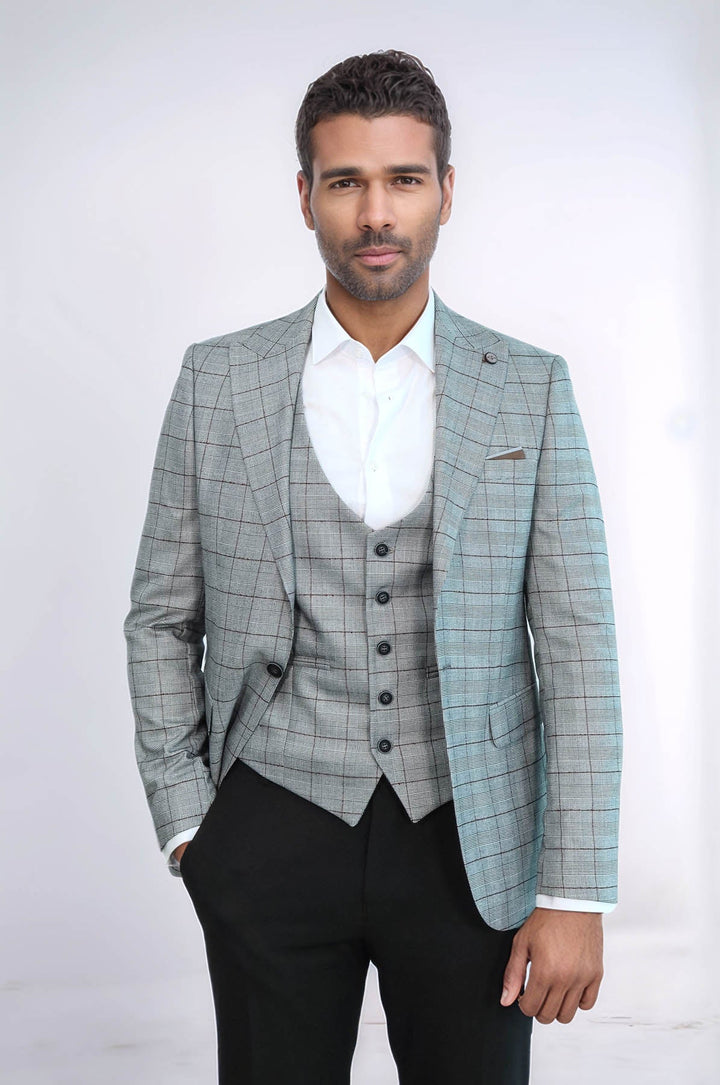 Conjunto de chaqueta y chaleco a cuadros - Wessi