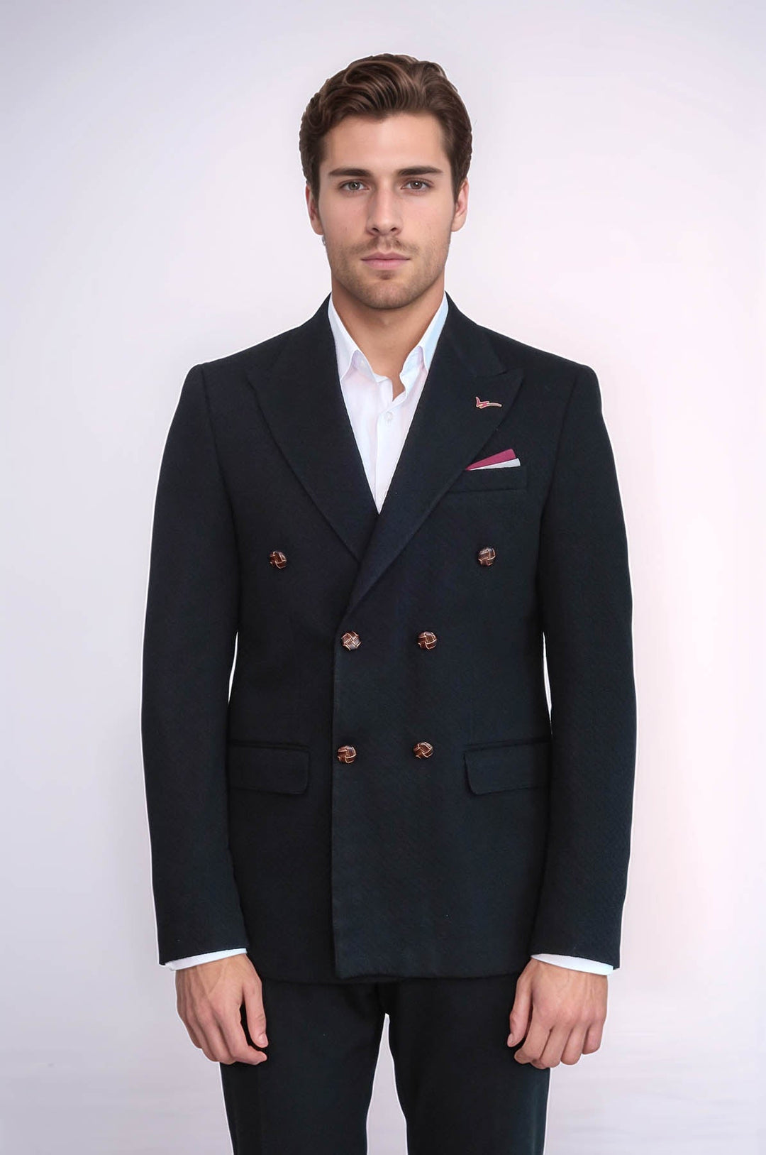 Blazer negro de corte entallado y cruzado - Wessi