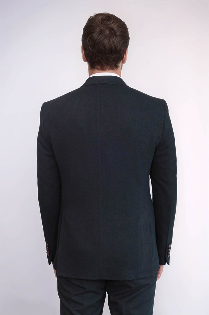 Blazer negro de corte entallado y cruzado - Wessi