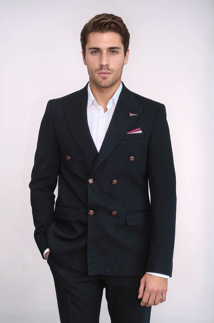 Blazer negro de corte entallado y cruzado - Wessi