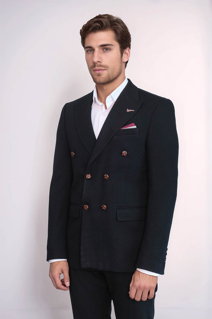 Blazer negro de corte entallado y cruzado - Wessi