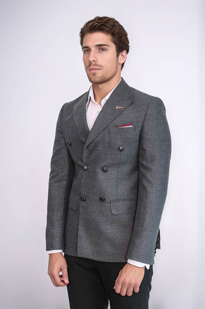 Blazer gris de corte entallado y cruzado - Wessi