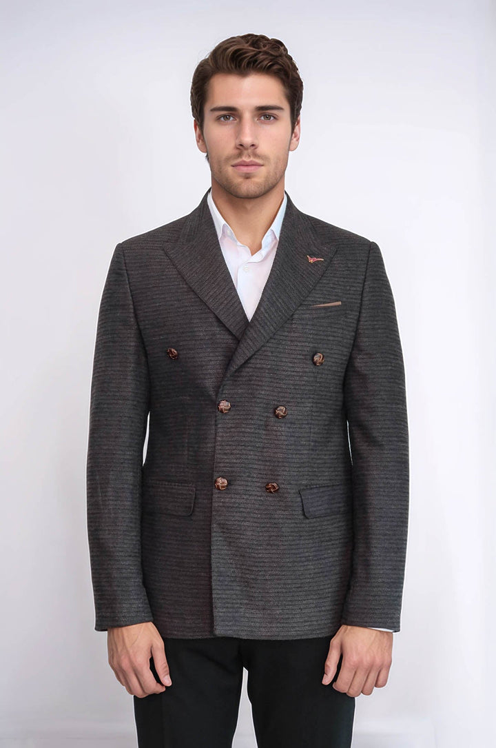 Blazer marrón de corte entallado y cruzado - Wessi