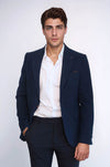Blazer azul marino con cuello en punta y un botón - Wessi