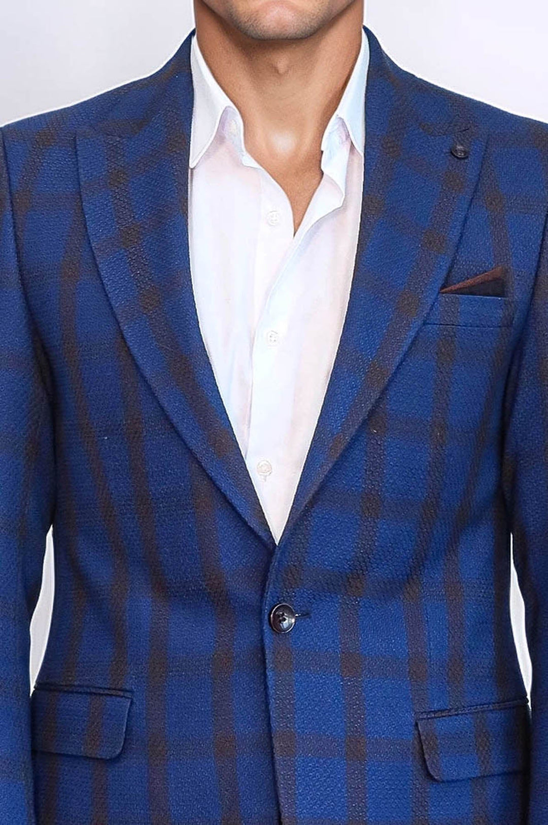 Chaqueta cruzada de cuadros azules con cuello en punta - Wessi