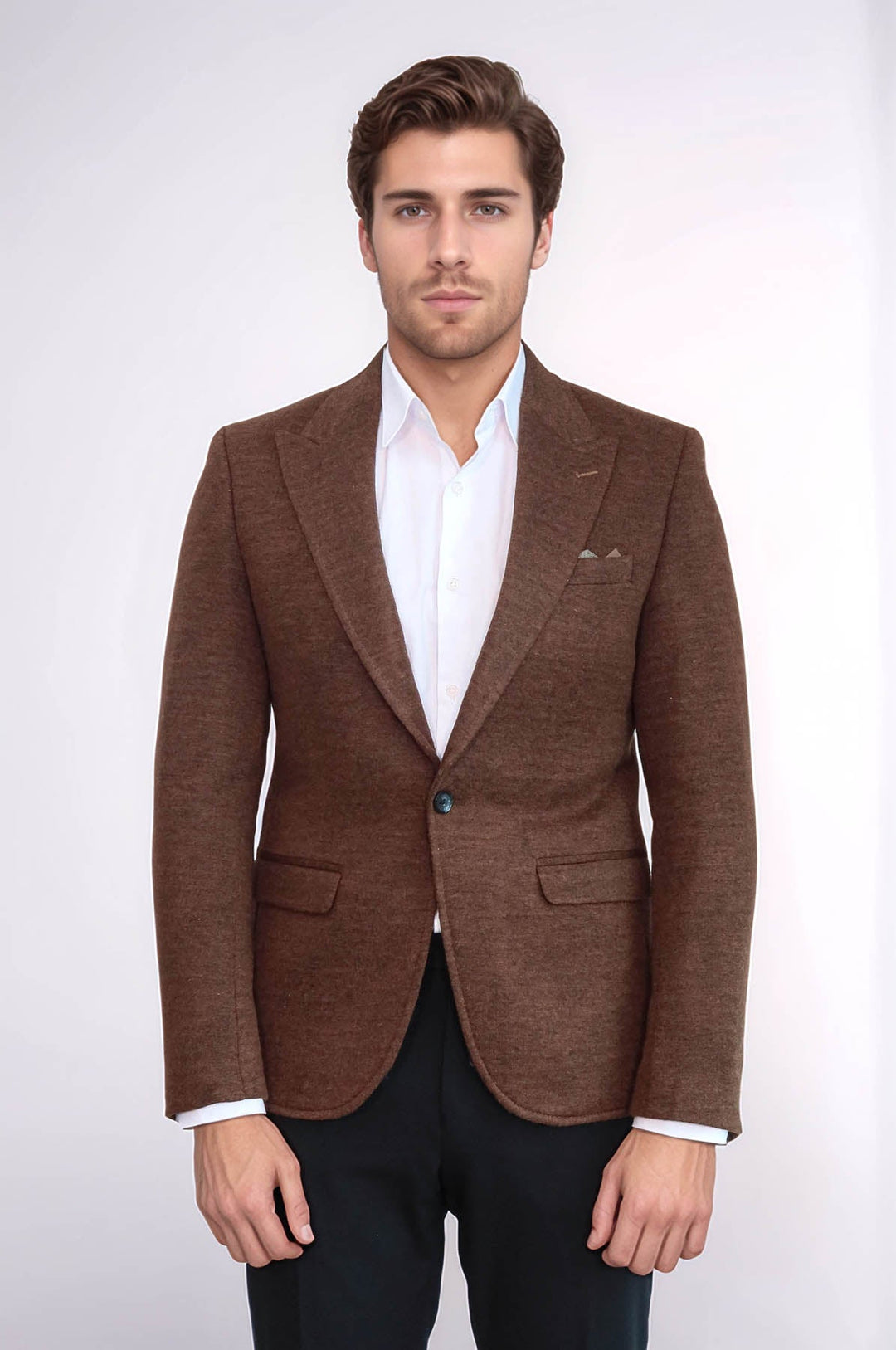 Chaqueta marrón de corte entallado para hombre | Wessi