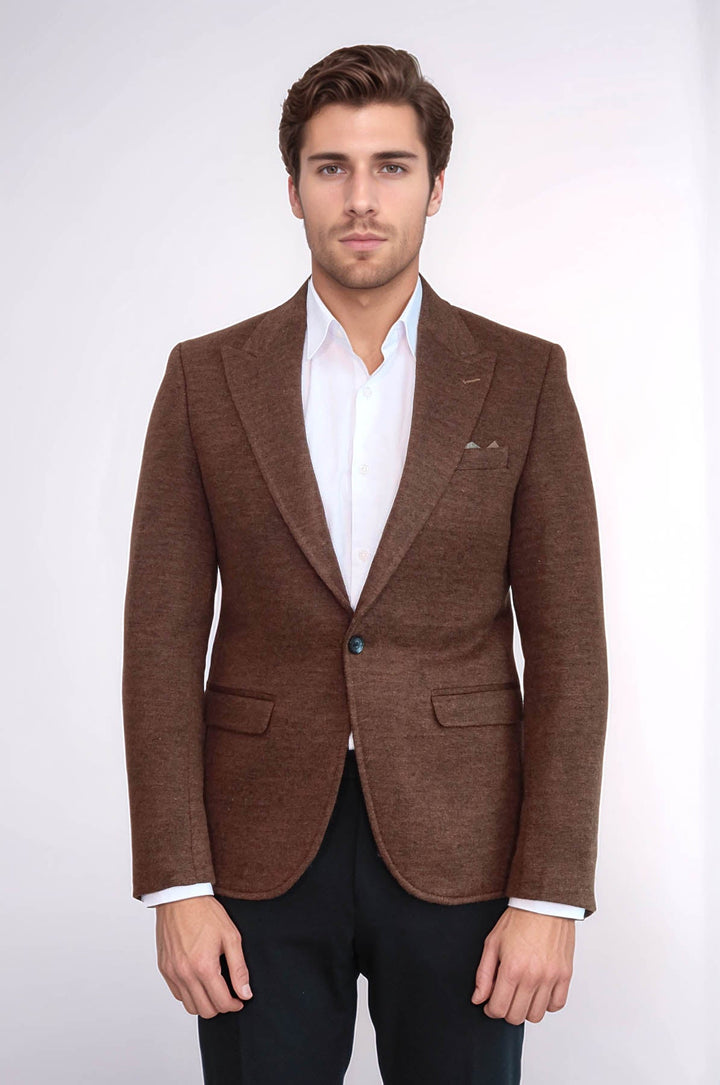 Chaqueta marrón de corte entallado para hombre | Wessi