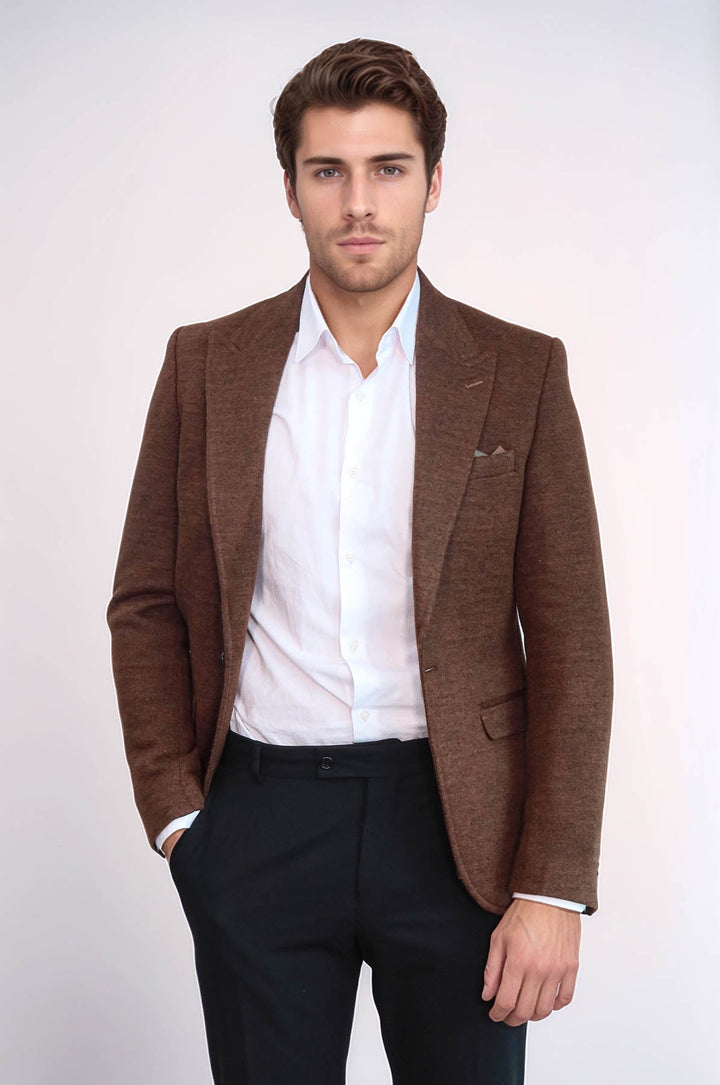 Chaqueta marrón de corte entallado para hombre | Wessi