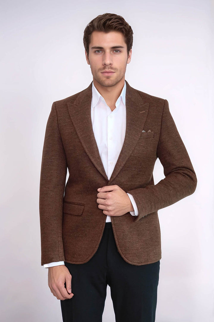 Chaqueta marrón de corte entallado para hombre | Wessi