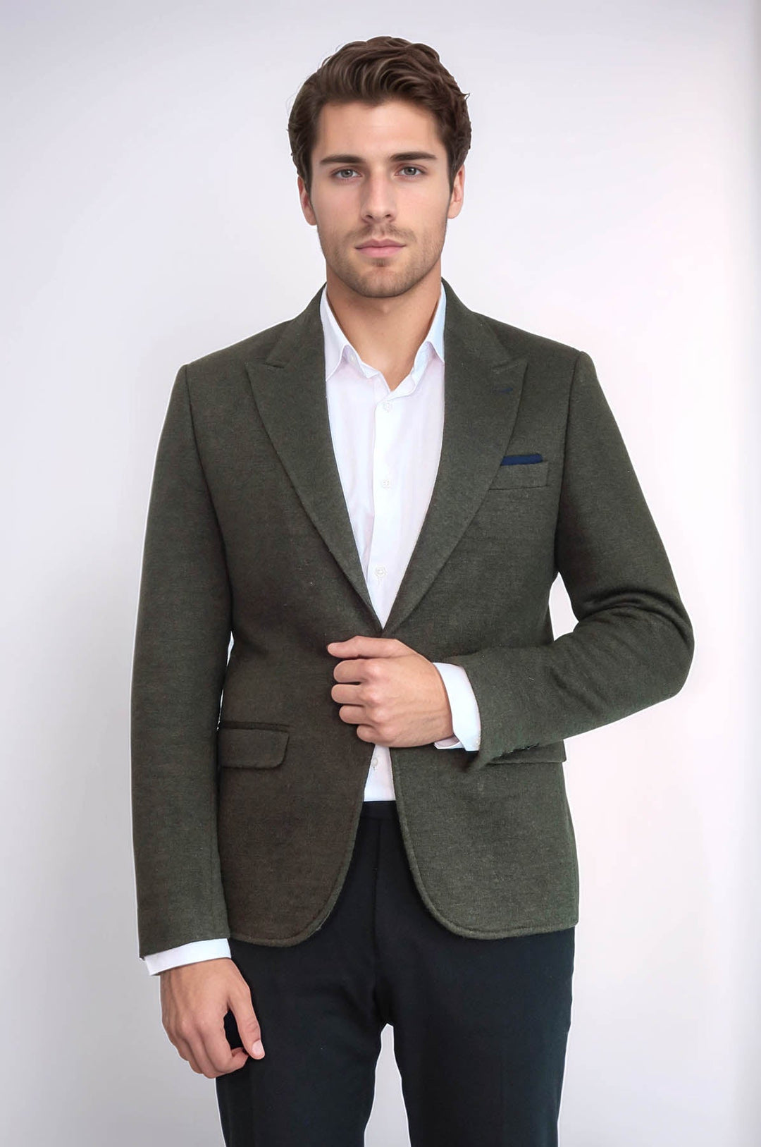 Chaqueta de lana verde oscuro con solapa de pico - Wessi