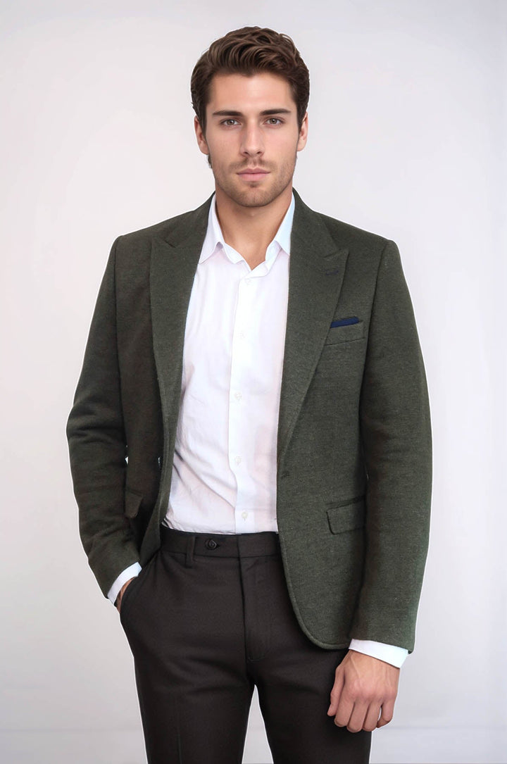 Chaqueta de lana verde oscuro con solapa de pico - Wessi