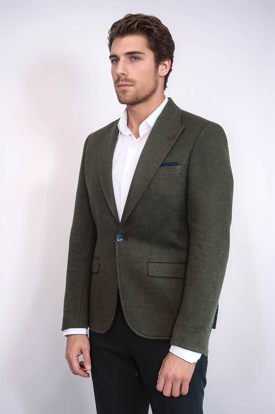 Chaqueta de lana verde oscuro con solapa de pico - Wessi