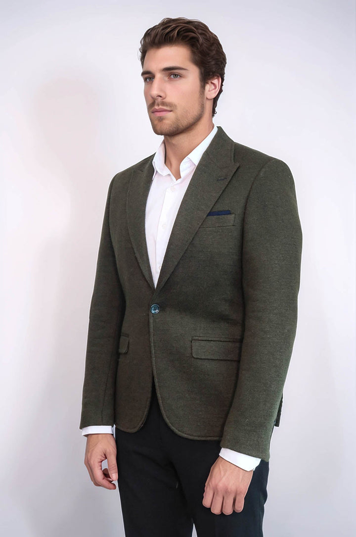 Chaqueta de lana verde oscuro con solapa de pico - Wessi