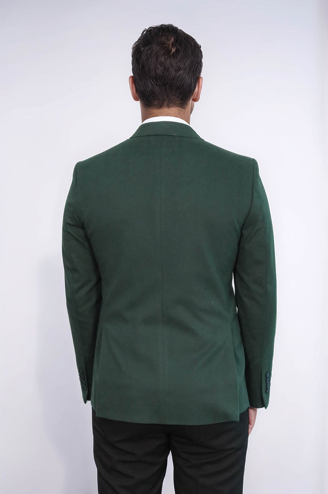 Blazer verde liso con un solo botón y solapa de pico para hombre - Wessi